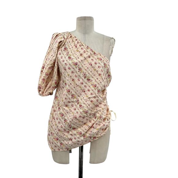 Petersyn Abigail One Shoulder Blouse Top Floral Print Pink Size Medium - Picture 2 of 13
